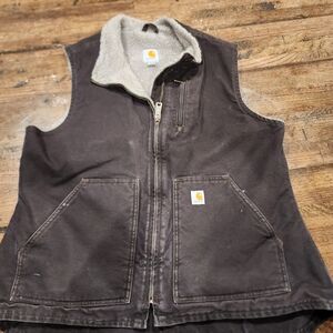 Black Canvas Vest with Sherpa Collar